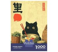 Puzzle Da 1000 Pezzi Per Adulti, Regali Black Cat with Ramen Bowl Art Puzzle Per Adulti, Giochi Per Famiglie, Divertimento Per Tutta La Famiglia, Impegnativo Da Completare 70x50cm/1000pcs