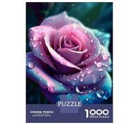 Puzzle Da 1000 Pezzi Per Adulti, Regali Blue And Pink Rose in Rain Puzzle Per Adulti Gioco Pratico Ma Divertente E Umoristico Ottimo Regalo Per I Giocatori 38x26cm/1000pcs