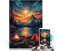Puzzle da 1000 pezzi per adulti, regali “Campeggio in montagna con falò” Fatto di legno,per età 14+ Giocattoli da regalo per la famiglia Regalo di compleanno di Natale。misurare:50x75cm