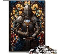 Puzzle da 1000 pezzi per adulti, regali, cavaliere in vetro colorato, aiuta il cervello a esercitare, giocattoli avvincenti per coltivare la pazienza, un'opera d'arte (dimensioni 50x75cm)