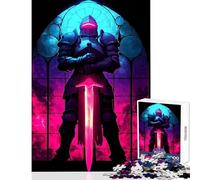 Puzzle da 1000 pezzi per adulti regali cavaliere pixel art celeste con spada luminosa giocattolo decorazione da parete ottimo regalo giochi educativi interessanti riduzione dello stress 38x26cm