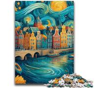 Puzzle da 1000 pezzi per adulti, regali, città sotto il cielo notturno, giochi educativi, decorazioni per la casa, gioco educativo per compleanno, Natale, 26x38cm