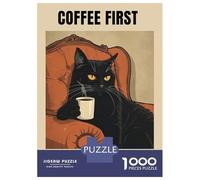 Puzzle Da 1000 Pezzi Per Adulti, Regali Coffee First, People Later Cat Art Puzzle Per Adulti, Giocattolo, Decorazione Da Parete, Decorazione Perfetta, Impegnativo Da Completare 38x26cm/1000pcs