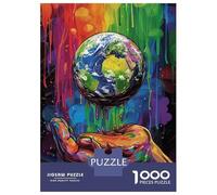 Puzzle Da 1000 Pezzi Per Adulti, Regali Colorful Earth Holding Hand Art Print Puzzle, Giochi Divertenti, Taglio Di Precisione, Regali Per Amici E Familiari 52x38cm/1000pcs
