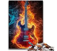 Puzzle da 1000 pezzi per adulti, regali con chitarra e fiamma, antistress, per trascorrere il tempo a casa, lista dei desideri con Babbo Natale, 38x26cm