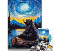Puzzle da 1000 pezzi per adulti, regali con cielo notturno e orso bruno, gioco educativo per famiglie, decorazione da parete, regali unici per compleanno e Natale, 50x75cm