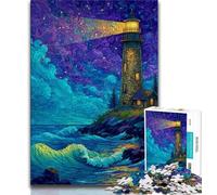 Puzzle da 1000 pezzi per adulti, regali con cielo stellato e faro, aiuta il cervello a esercitare i giocattoli avvincenti per coltivare la pazienza, regalo per compleanni, 38x26cm