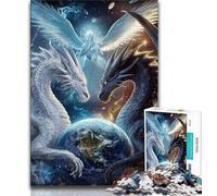 Puzzle da 1000 pezzi per adulti,regali con draghi volanti che orbitano intorno alla Terra,aiutano il cervello a esercitare i giocattoli avvincenti per coltivare la pazienza,regalo per compleanni