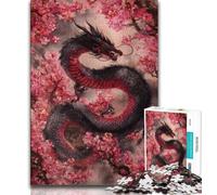 Puzzle da 1000 pezzi per adulti, regali con fiori di ciliegio e drago giapponese, puzzle da 1000 pezzi, antistress, sfida difficile, adatto per la decorazione della scrivania (dimensioni 38x26cm)