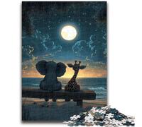 Puzzle da 1000 pezzi per adulti, regali con giraffe ed elefanti, antistress, per trascorrere il tempo in casa, lista dei desideri con Babbo Natale, 38x26cm