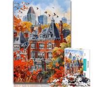 Puzzle da 1000 pezzi per adulti, regali con grazioso paesaggio urbano ad acquerello, gioco educativo per famiglie, decorazione da parete, regali unici per compleanno e Natale, 75x50cm