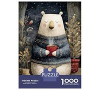 Puzzle Da 1000 Pezzi Per Adulti, Regali Cozy Polar Bear with Hot Drink Puzzle Per Adulti Gioco Pratico Ma Divertente E Umoristico Ottimo Regalo Per I Giocatori 52x38cm/1000pcs