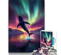 Puzzle da 1000 pezzi per adulti regali di balene sotto l'aurora boreale puzzle per adolescenti ideali come regali per tutta la famiglia dai 14 anni in su 38x26cm