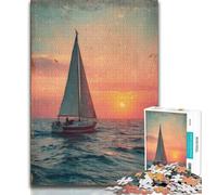 Puzzle da 1000 pezzi per adulti, regali di barca a vela che naviga nell'oceano, aiuta il cervello a esercitare i giocattoli avvincenti per coltivare la pazienza, regalo per compleanni 38x26cm