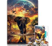Puzzle da 1000 pezzi per adulti, regali di elefanti africani, gioco per famiglie, antistress, sfida difficile, adatto alle coppie, 38x26cm