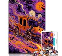 Puzzle da 1000 pezzi per adulti, regali di Halloween, puzzle con carrozza di zucca per adolescenti, gioco educativo per famiglie, adatto per la decorazione della scrivania (dimensioni 75x50cm)