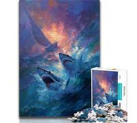 Puzzle da 1000 pezzi per adulti, regali di squali e gatti, giocattoli educativi per imparare, attività divertenti a casa, regalo di compleanno, regali di viaggio 38x26cm