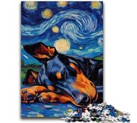 Puzzle da 1000 pezzi per adulti, regali Doberman Night Sky, gioco stimolante, ideale come regalo per tutta la famiglia, 26x38cm