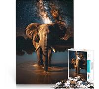 Puzzle da 1000 pezzi per adulti, regali Elefante nella notte Fatto di legno，per età 14+ Decorazione della casa Il miglior regalo per adulti e adolescenti。misurare：50x75cm/19.68x29.52pollice
