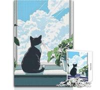 Puzzle da 1000 pezzi per adulti, regali, gatto che guarda fuori dalla finestra, illustrazione, rompicapo, giochi per famiglie, analisi e logica, giocattoli fai da te, dimensioni 50x75cm