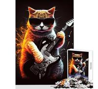Puzzle da 1000 pezzi per adulti regali gatto che suona la chitarra giocattoli antistress regali per donne e uomini giochi divertenti collezione di artisti belle arti dimensioni 38x52cm