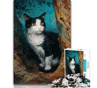Puzzle da 1000 pezzi per adulti, regali, gatto nel cielo notturno, aiuta il cervello a esercitare, giocattoli avvincenti per coltivare la pazienza, collezione di artisti, belle arti, 75x50cm