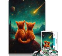 Puzzle da 1000 pezzi per adulti regali "Gatto sotto il cielo notturno" 1000 pezzi per adulti giocattolo educativo intellettuale decomprimente decorazione perfetta 26x38cm