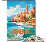 Puzzle da 1000 pezzi per adulti, regali, giocattoli per l'intrattenimento della famiglia sulla costa di Tenerife, Spagna, con poster abbinato e foglio di quiz (26x38cm) 1000 pezzi