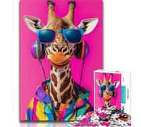Puzzle da 1000 pezzi per adulti, regali Giraffa che ascolta musica, gioco stimolante e gioco in famiglia con pezzi completamente interconnessi di forma casuale 75x50cm
