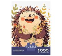 Puzzle Da 1000 Pezzi Per Adulti, Regali Happy Hedgehog with Flowers Illustration Puzzle, Giochi Divertenti Per La Famiglia, Regali Divertenti Per Amici E Parenti 52x38cm/1000pcs