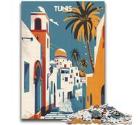 Puzzle da 1000 pezzi per adulti, regali "I colori di Tunisi", antistress, per trascorrere il tempo a casa, lista dei desideri con Babbo Natale (dimensioni 38x52cm)