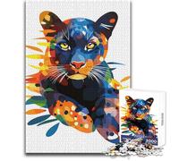 Puzzle da 1000 pezzi per adulti, regali, illustrazione colorata di una pantera, gioco educativo per famiglie, sfida difficile, idee regalo, dimensioni 38x52cm