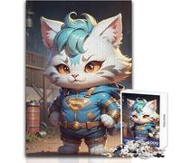 Puzzle da 1000 pezzi per adulti, regali, illustrazione di Superman e gatto, rompicapo, giochi per famiglie, analisi e logica, giocattoli fai da te, dimensioni 38x26cm