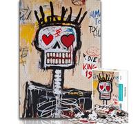 Puzzle da 1000 pezzi per adulti, regali in stile Basquiat, re scheletro, gioco educativo per famiglie, decorazione da parete, regali unici per compleanno e Natale, 38x26cm