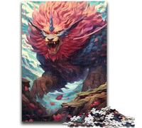 Puzzle da 1000 pezzi per adulti, regali, leone gigante mitologico, divertimento per famiglie, con poster abbinato e foglio di quiz per età 14+, 50x75cm