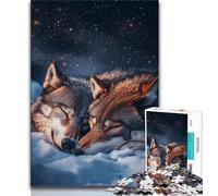 Puzzle da 1000 pezzi per adulti, regali Lupo nella neve, aiuta il cervello ad allenarsi, giocattoli avvincenti per coltivare la pazienza, decorazione perfetta 38x26cm