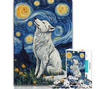 Puzzle da 1000 pezzi per adulti, regali Lupo sotto il cielo notturno, giocattoli educativi per l'apprendimento, giochi per famiglie, regali e compleanni unici, 38x26cm