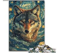 Puzzle da 1000 pezzi per adulti, regali Lupo sotto il cielo notturno, giocattoli, giochi educativi, antistress, fantastici regali e giocattoli (dimensioni 26x38cm)