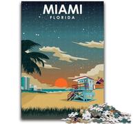 Puzzle da 1000 pezzi per adulti, regali Miami Florida di notte, antistress, vacanza a casa, ammazza tempo, lista dei desideri con Babbo Natale (dimensioni 38x26cm)