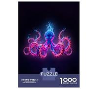 Puzzle Da 1000 Pezzi Per Adulti, Regali Neon Octopus on Dark Background Puzzle, Giochi Divertenti Per La Famiglia, Regali Divertenti Per Amici E Parenti 52x38cm/1000pcs