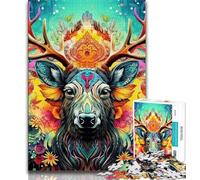 Puzzle da 1000 pezzi per adulti, regali per adolescenti, animali e renne, per ammazzare il tempo durante le vacanze, con pezzi completamente interconnessi e di forma casuale (dimensioni 38x26cm)