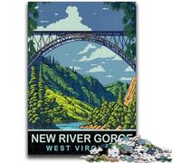 Puzzle da 1000 pezzi per adulti, regali per adolescenti New River Gorge, giocattoli per l'intrattenimento della famiglia con poster abbinato e foglio di quiz (26x38cm)