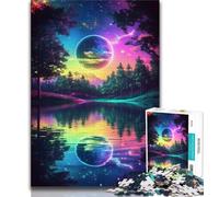Puzzle da 1000 pezzi per adulti, regali per adolescenti, puzzle con riflessi sulla luna, rompicapo, regalo di compleanno per uomini (dimensioni 75x50cm)