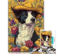 Puzzle da 1000 pezzi per adulti, regali per adulti, cani da cowgirl tra i fiori di campo, gioco a quiz, ideale come regalo per tutta la famiglia (dimensioni 75x50cm)