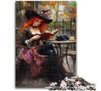 Puzzle da 1000 pezzi per adulti, regali per adulti, puzzle con strega che legge un libro, antistress, per ammazzare il tempo durante le vacanze, per migliorare l'amore tra coppie (75x50cm)
