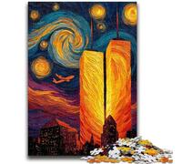 Puzzle da 1000 pezzi per adulti, regali per amici e familiari, Torri gemelle sotto il cielo notturno, difficili, adatti per bambini di età compresa tra 50 e 75cm