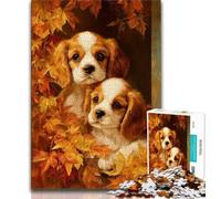 Puzzle da 1000 pezzi per adulti, regali per cuccioli tra le foglie cadute, puzzle per adolescenti, rompicapo, regalo di compleanno per uomini (dimensioni 75x50cm)