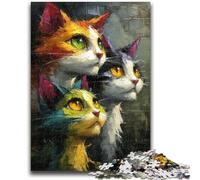 Puzzle da 1000 pezzi per adulti, regali per tre gatti, antistress, per trascorrere il tempo a casa, lista dei desideri con Babbo Natale, 50x75cm
