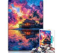 Puzzle da 1000 pezzi per adulti, regali, piccola casa al tramonto, gioco educativo per famiglie, decorazione da parete, regali unici per compleanno e Natale, 75x50cm
