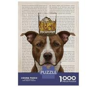 Puzzle Da 1000 Pezzi Per Adulti, Regali Pitbull with Whiskey Glass on Head Puzzle Per Adulti, Giochi Per Famiglie, Decorazione Perfetta, Sfida Educativa 52x38cm/1000pcs